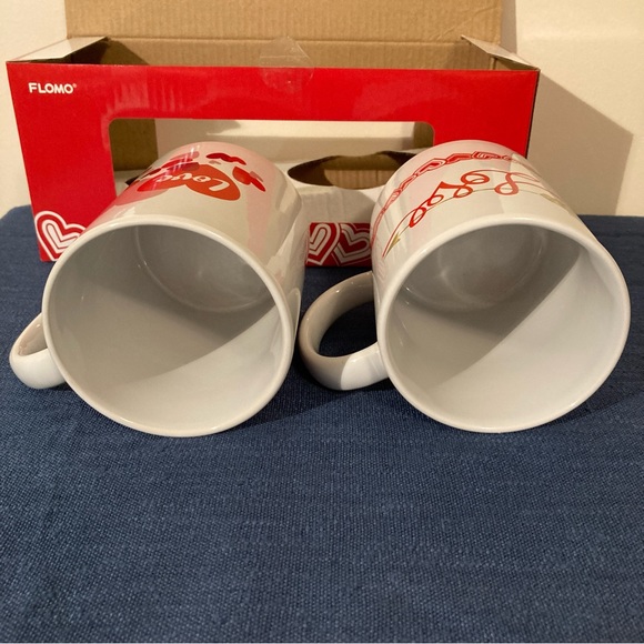FLOMO Valentines Day Mug Set of Two White with Red Design - Picture 5 of 13